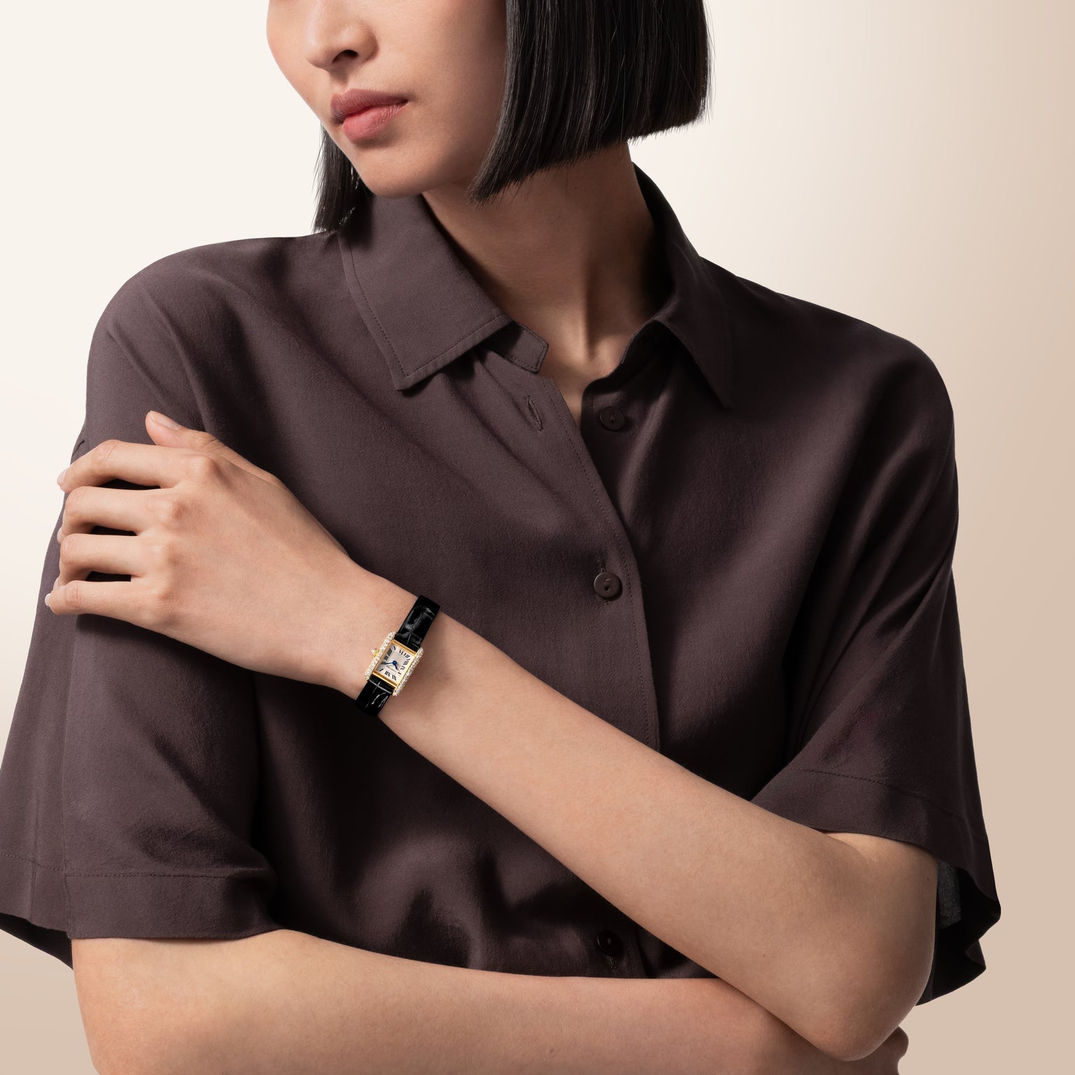 Tank Louis | 16.5mm, 18K Yellow Gold, Alligator Leather Strap