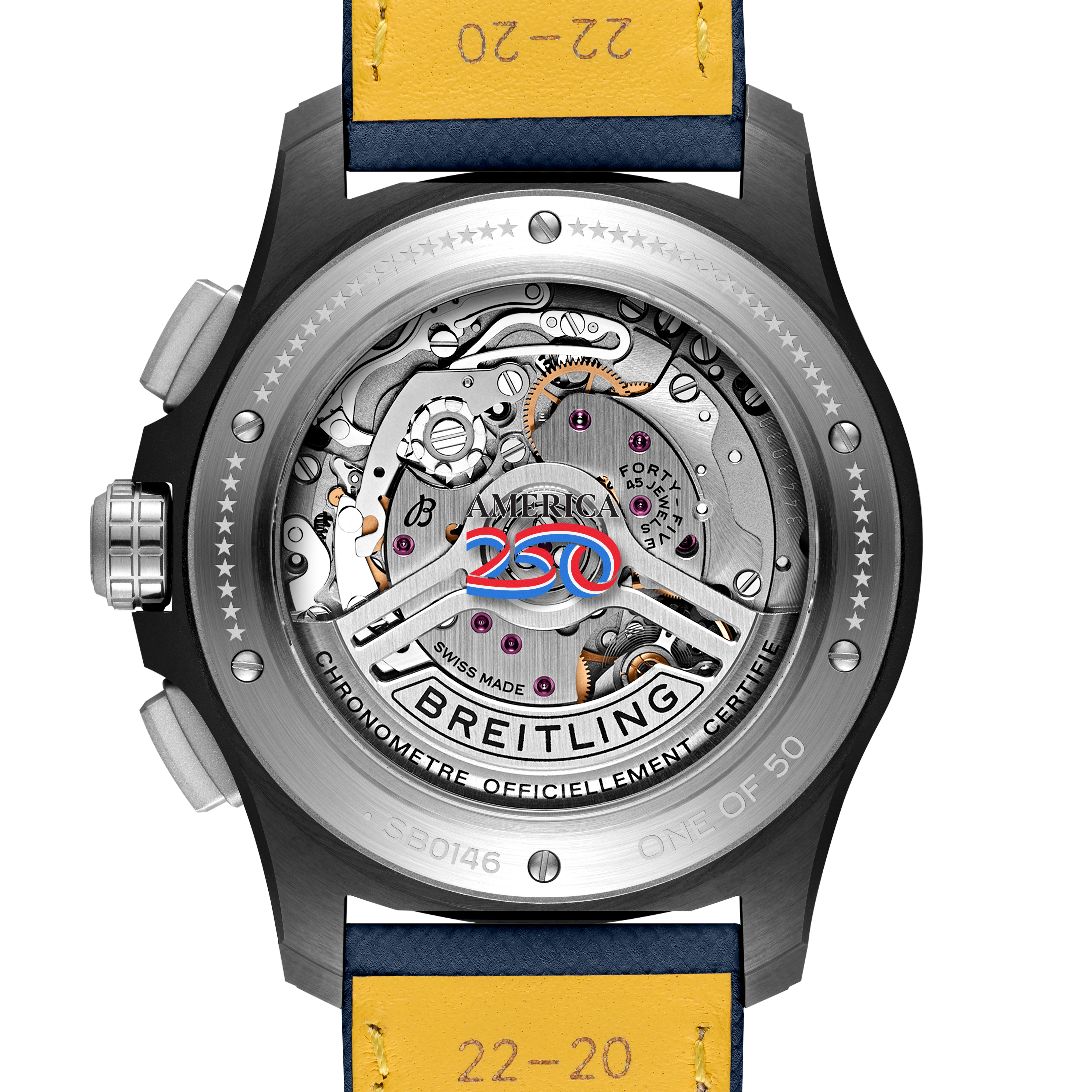 Avenger America250 Limited Edition B01 Chronograph | 42mm, Calfskin Leather Strap, Ceramic Case, Men's Watch