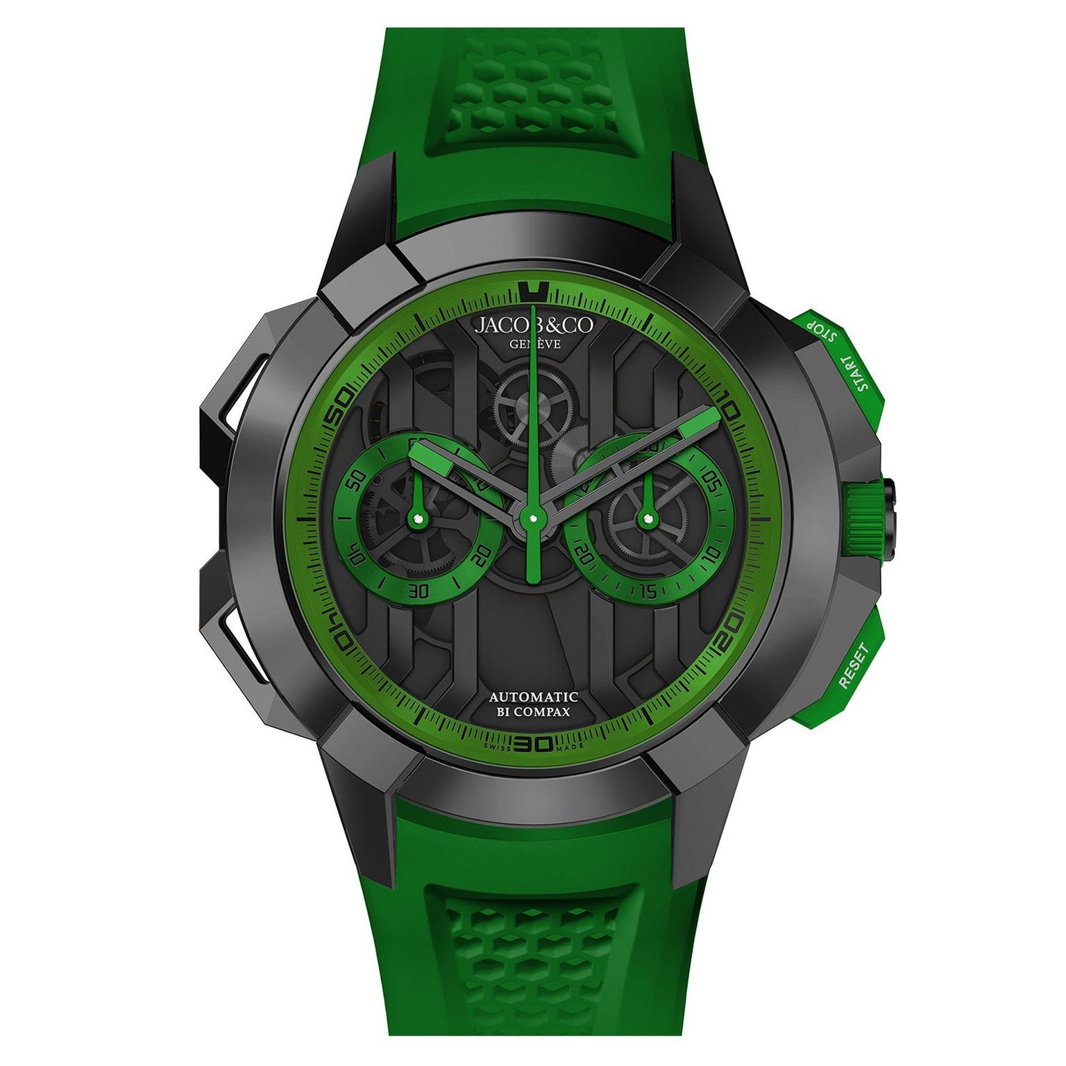 Epic X Chrono | 44mm, Titanium Green Rubber Strap, Chronograph Automatic