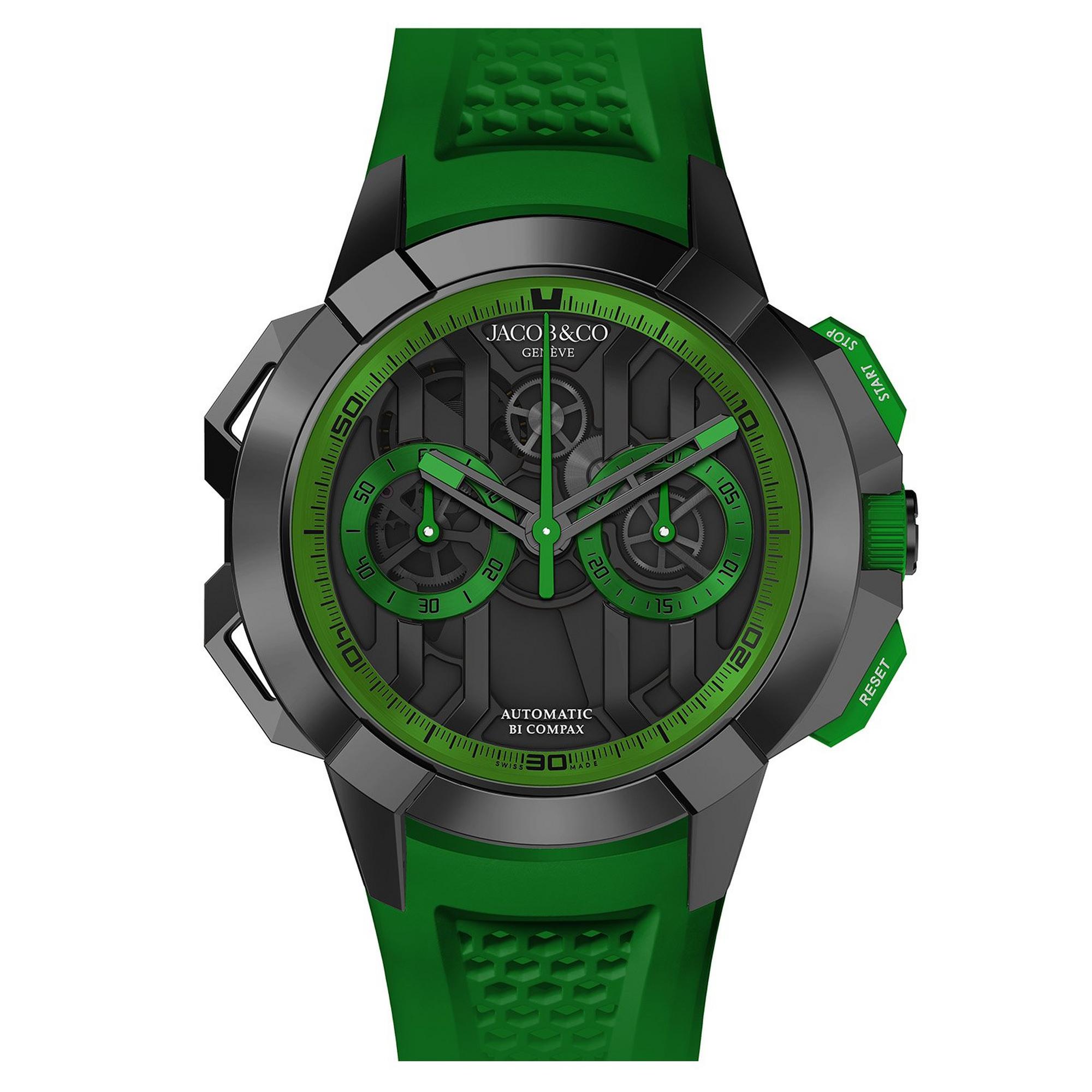 Epic X Chrono | 44mm, Titanium Green Rubber Strap, Chronograph Automatic