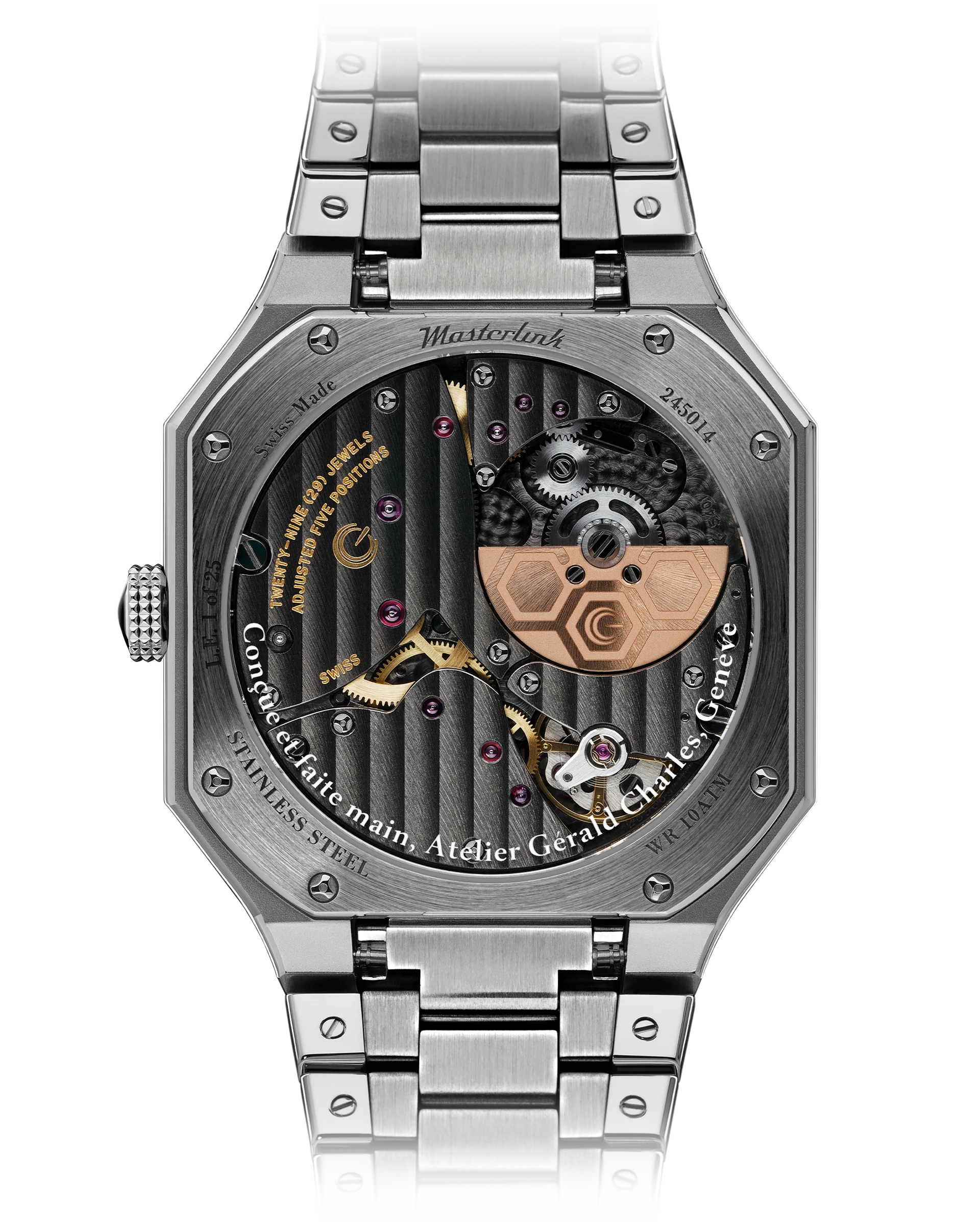 Masterlink Atelier Rhodium | 30mm, Hammered Dial, Stainless Steel