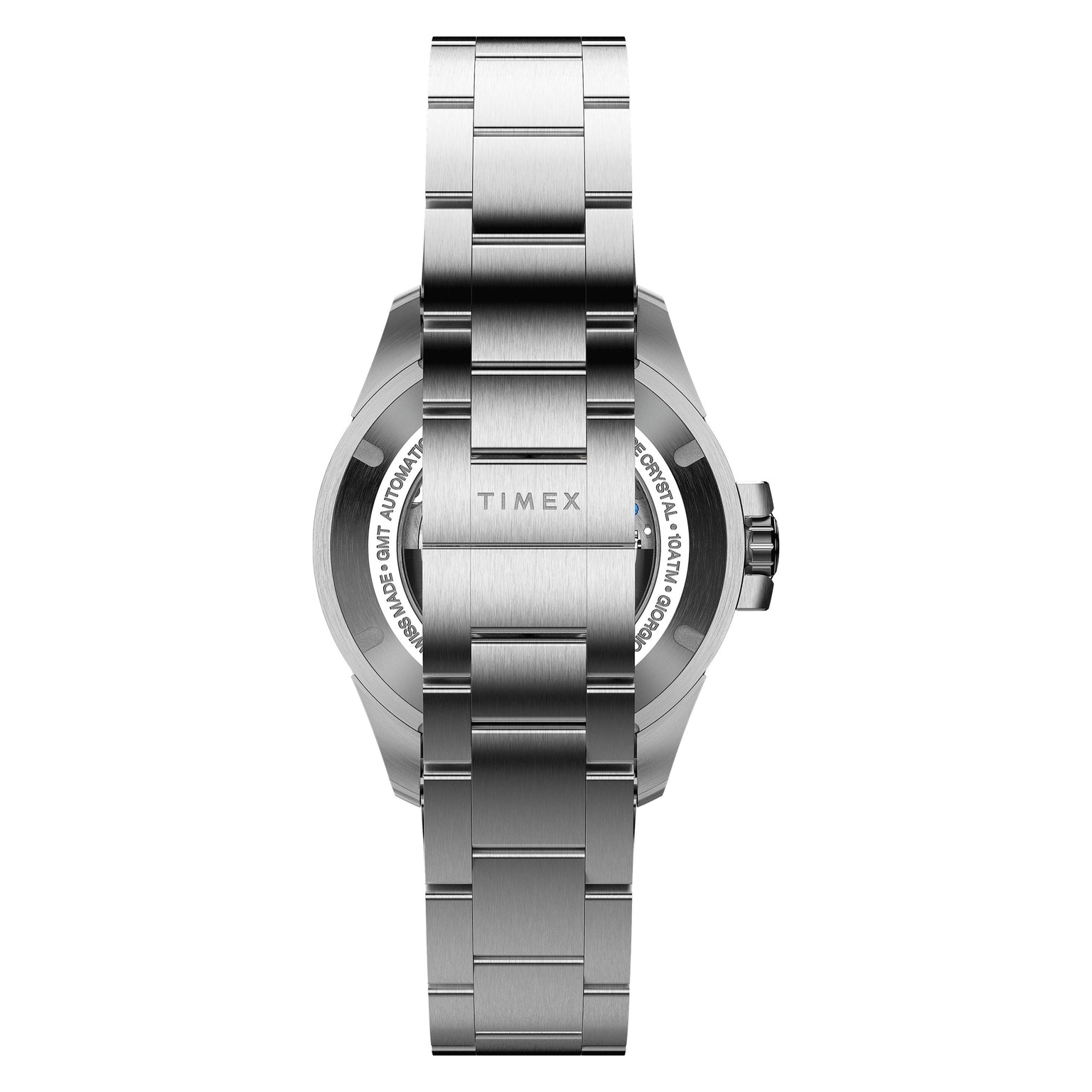 The Timex G SS AU BW ATELIER 40 BLACK DL 25 offers precise timekeeping with automatic movement, featuring a sleek silver case and band.