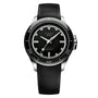 The Timex G SS AU SW ATELIER 41 BLACK DL 25 watch features a minimalist design in black and silver.