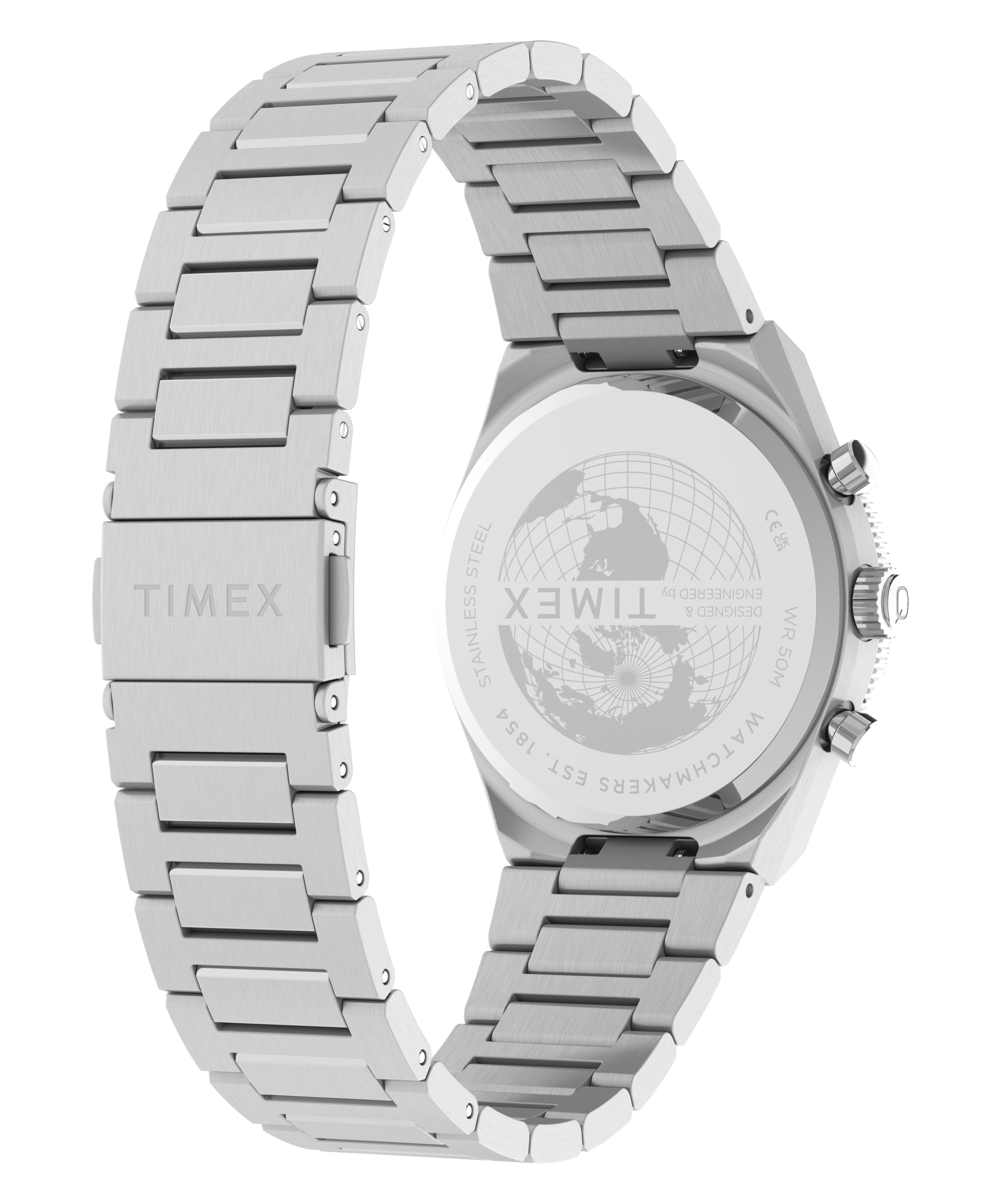 Q Timex Continental Chronograph | 36mm, Steel, Blue Dial