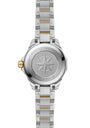 Silver and gold TAG Heuer Aquaracer Professional 200 Solargraph watch back featuring a compass rose engraving and brand details.