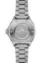 Silver stainless steel watch with linked bracelet, displaying Indy 500 wings logo on caseback, marked "Limited Edition" and "