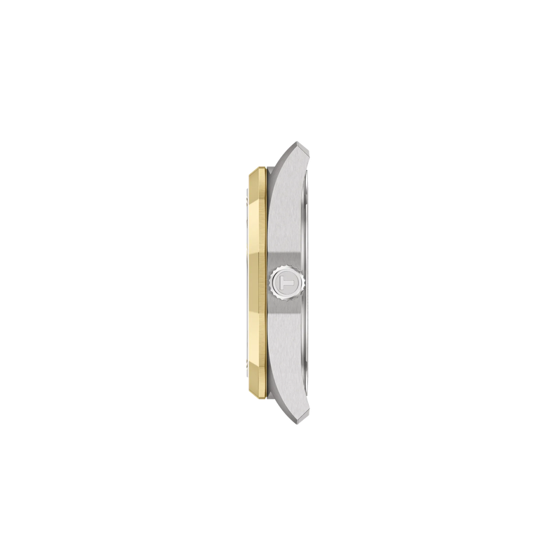Gold and silver watch on a white background