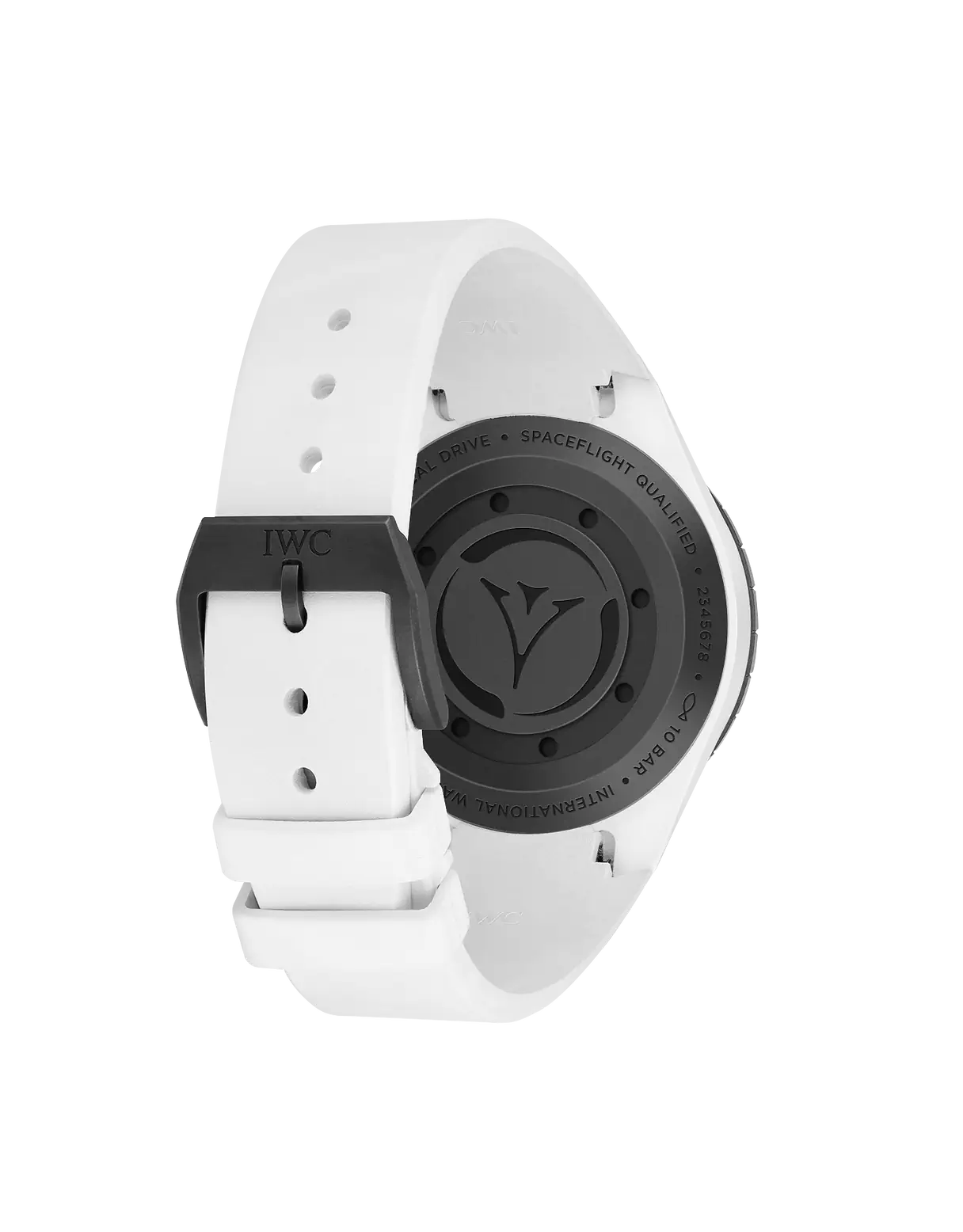 White watch with black dial on a white background