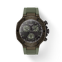 Green Tissot watch on a white background