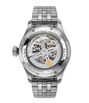 Steel watch with visible perpetual calendar mechanism, skeletal dial, and integrated metal bracelet.