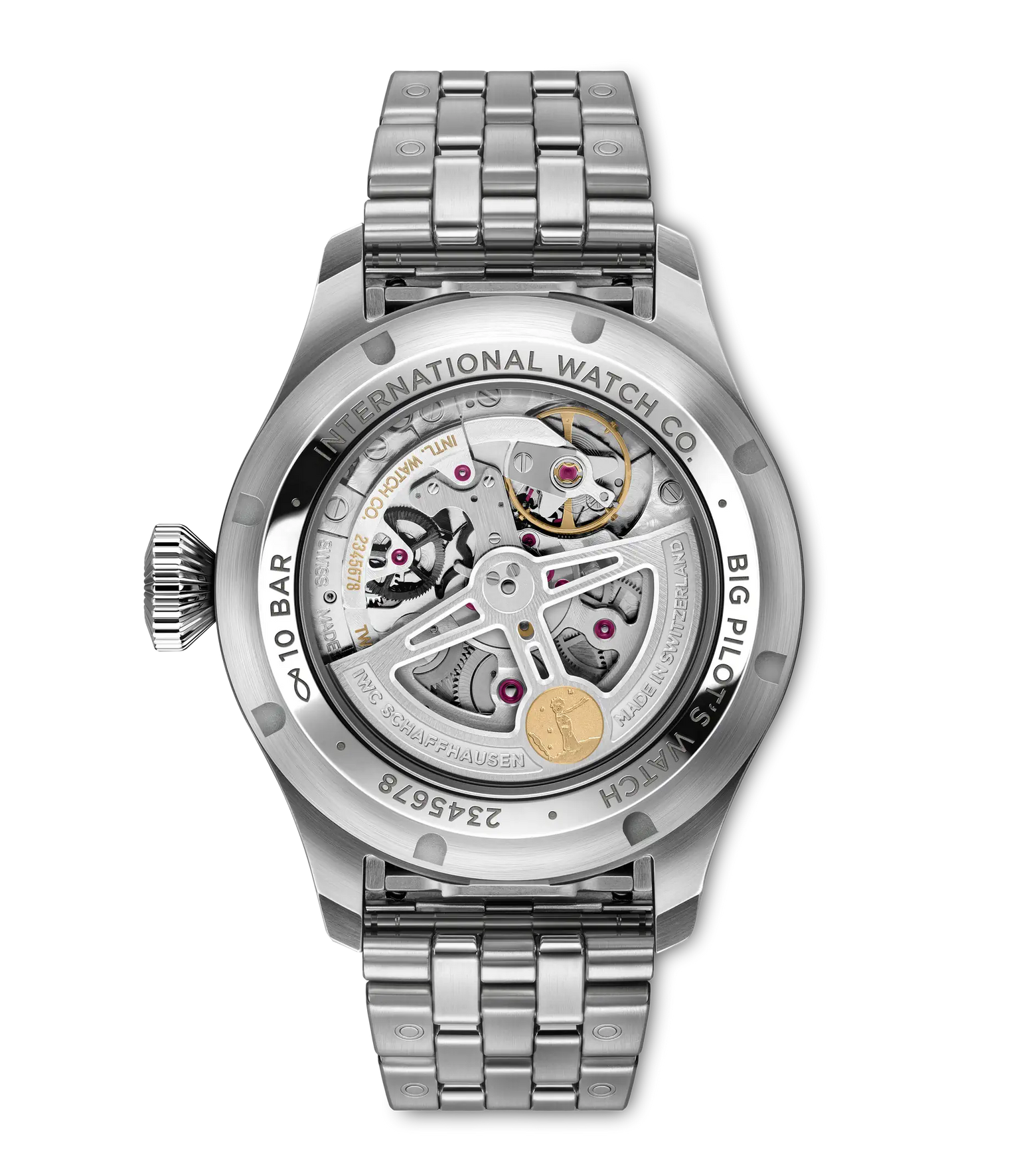 Steel watch with visible perpetual calendar mechanism, skeletal dial, and integrated metal bracelet.