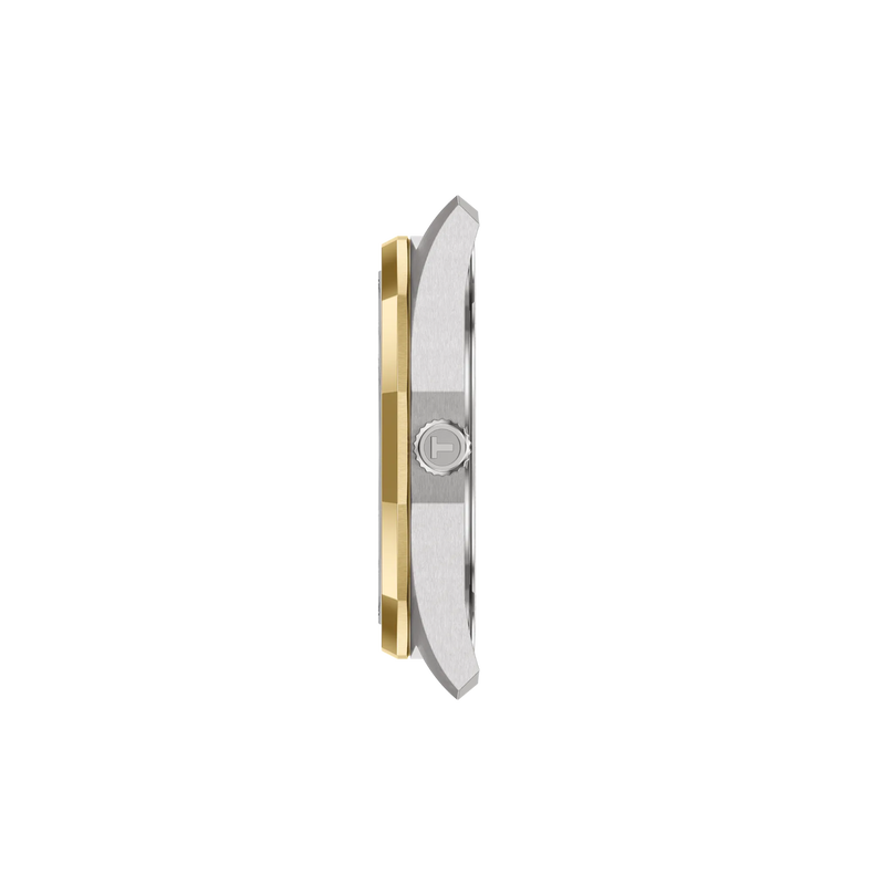 Two-tone watch with gold and silver accents on a white background