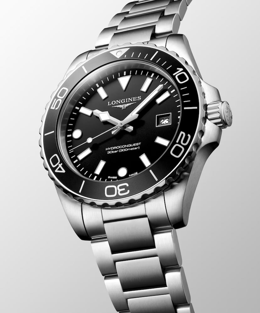 HydroConquest | 42mm, Stainless Steel, Black Dial