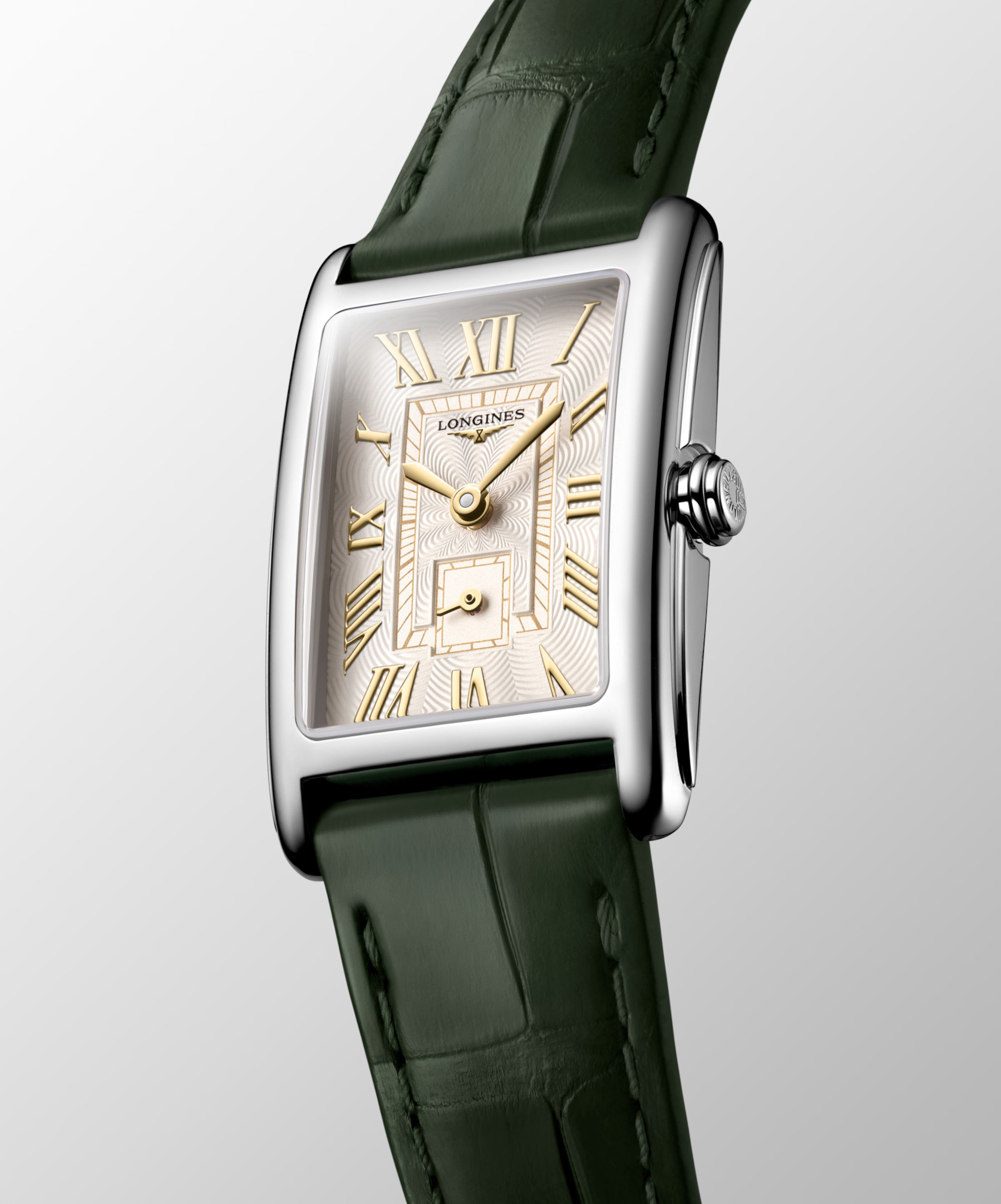DolceVita | 32mm, Stainless Steel, Ivory Gilt "flinqué" Dial, Green Alligator Strap, Womens Watch