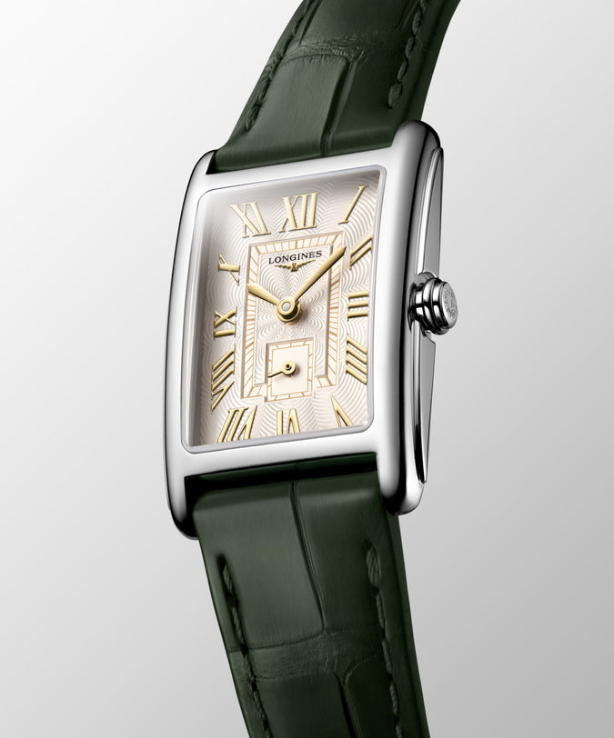 DolceVita | 32mm, Stainless Steel, Ivory Gilt "flinqué" Dial, Green Alligator Strap, Womens Watch