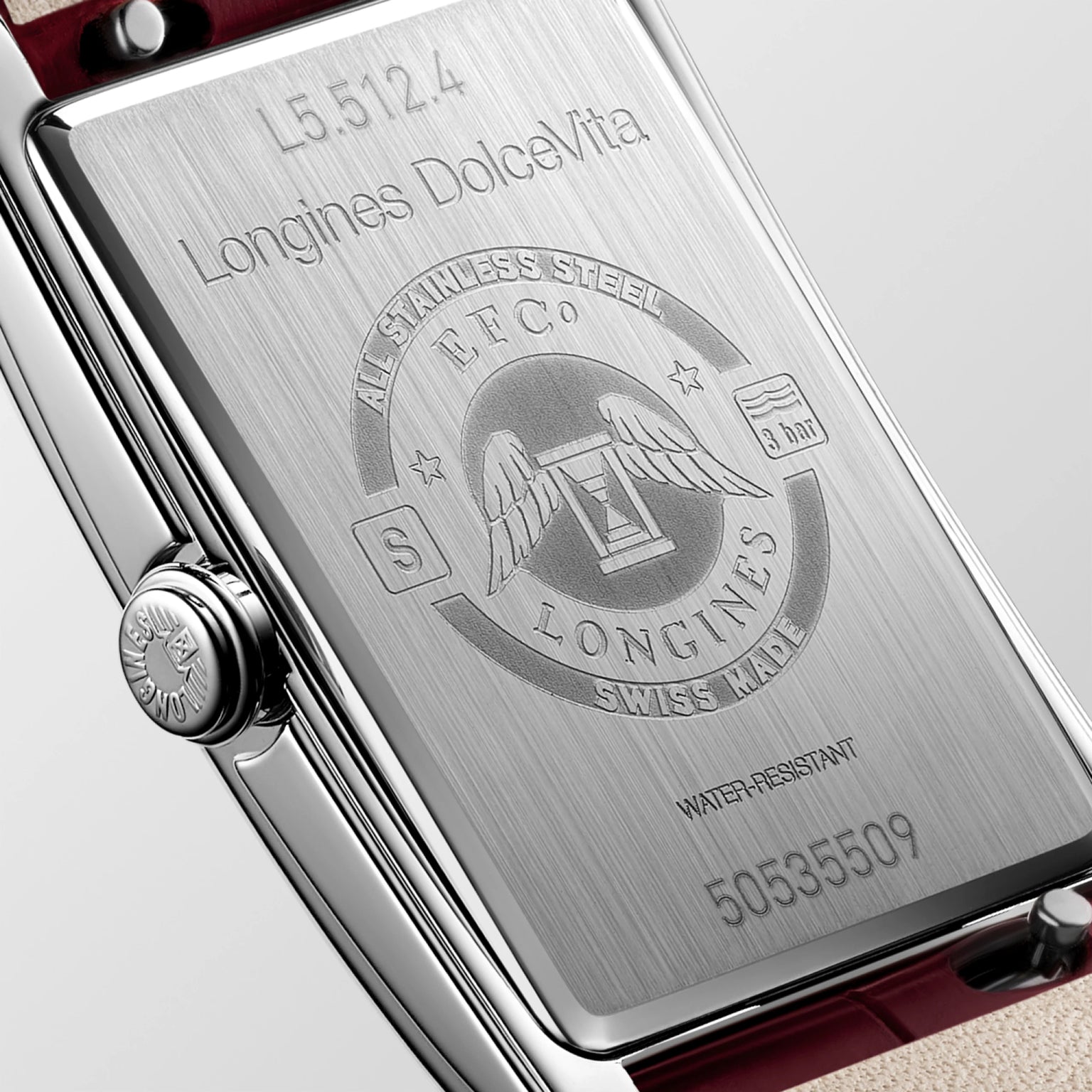 DolceVita | 37mm, Stainless Steel, Ivory Rose "flinqué" Dial, Maple Red Alligator Leather Strap, Womens Watch