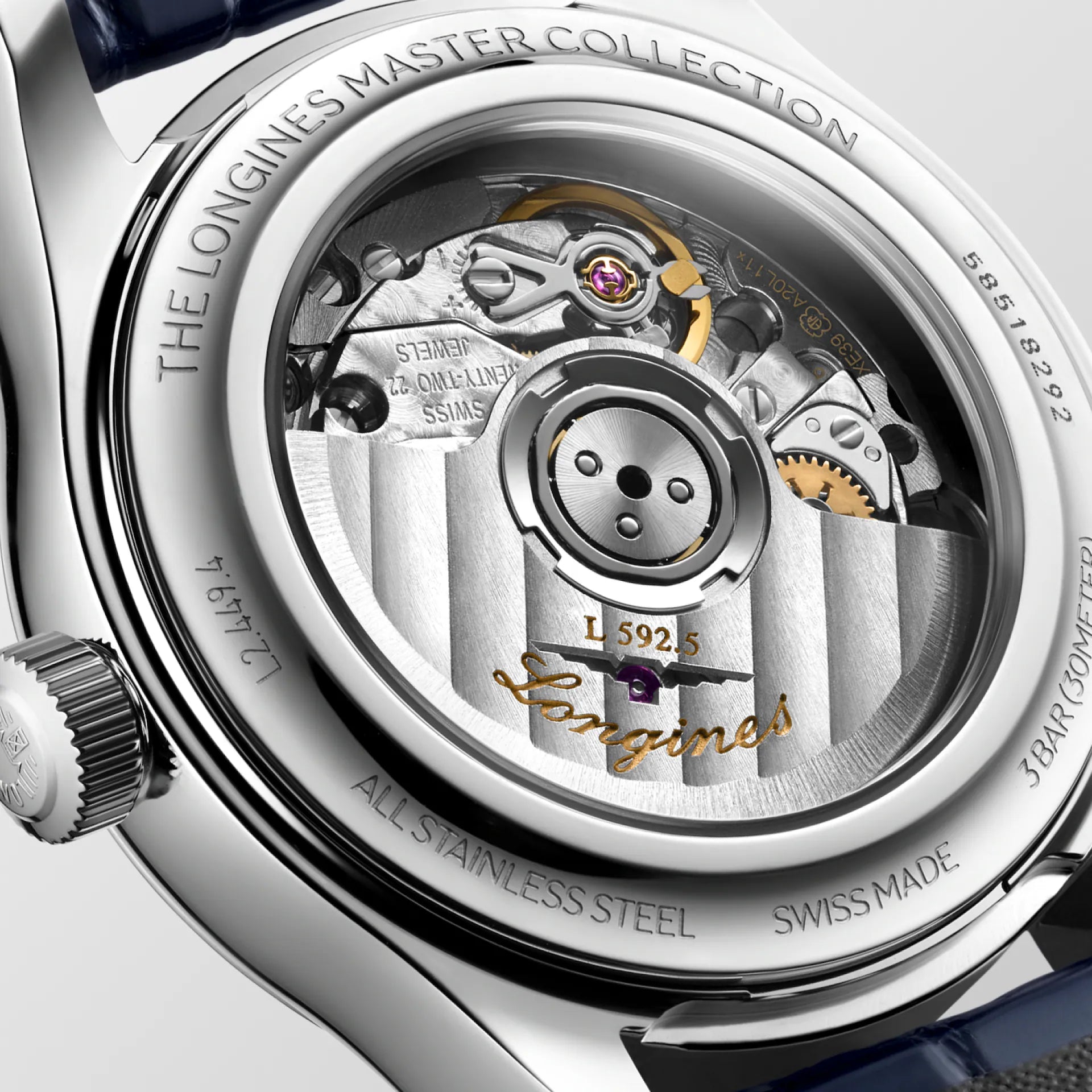Master | 30mm, Stainless Steel, White mother-of-pearl Dial, Blue Alligator Leather,  Womens Watch