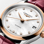 Master | 34mm, Stainless Steel and 18K Rose Gold, White mother-of-pearl Dial, Bordeaux Alligator Leather, Womens Watch