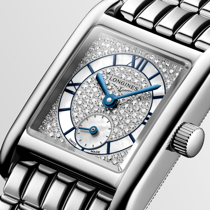 Mini DolceVita | 29mm, Stainless Steel, Snow-set & White mother-of-pearl Dial, Womens Watch
