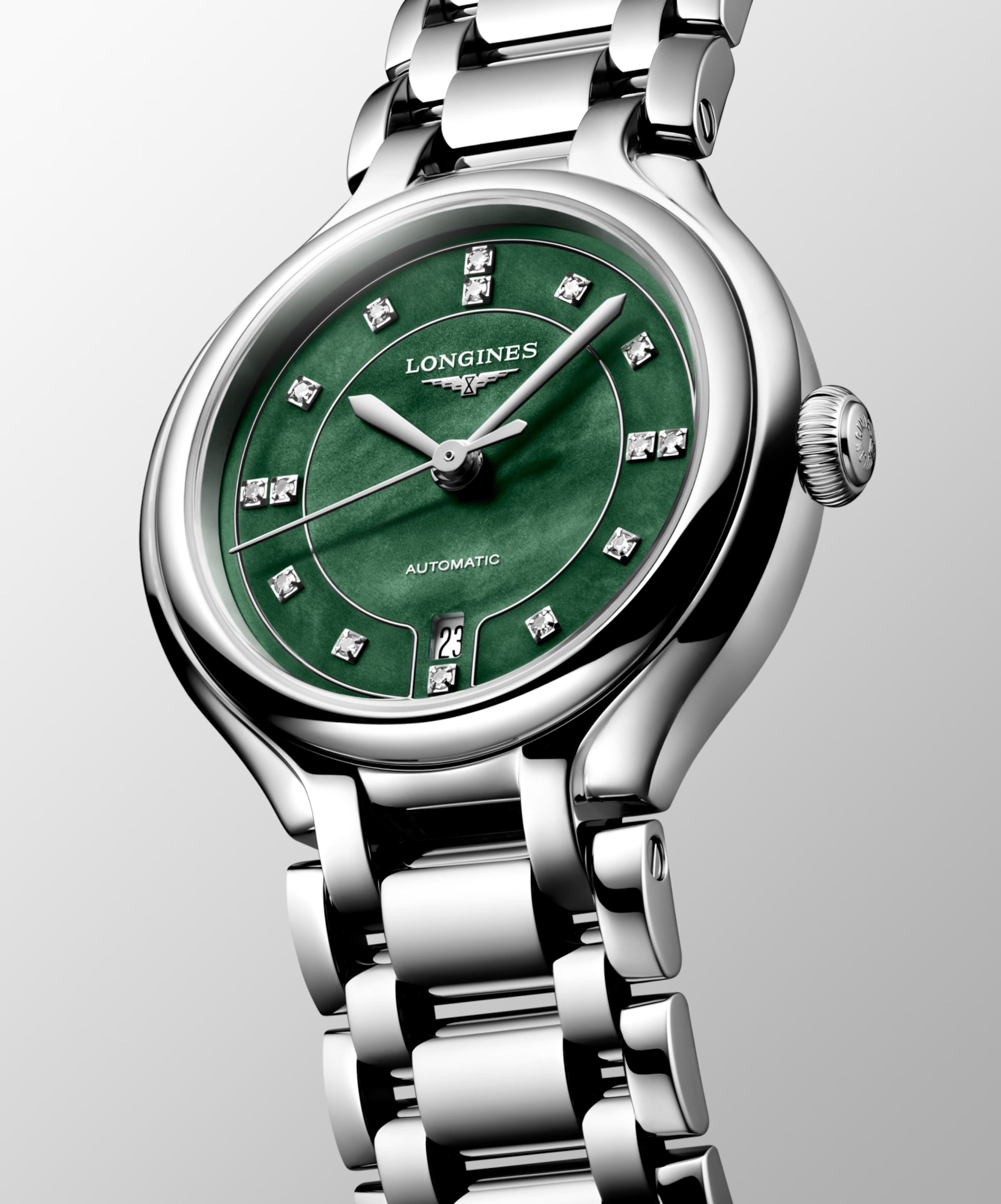 PrimaLuna | 30mm, Stainless Steel, Vivid Green mother-of-pearl Dial, Womens Watch
