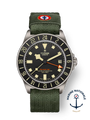 Tudor watch with green strap on a transparent background