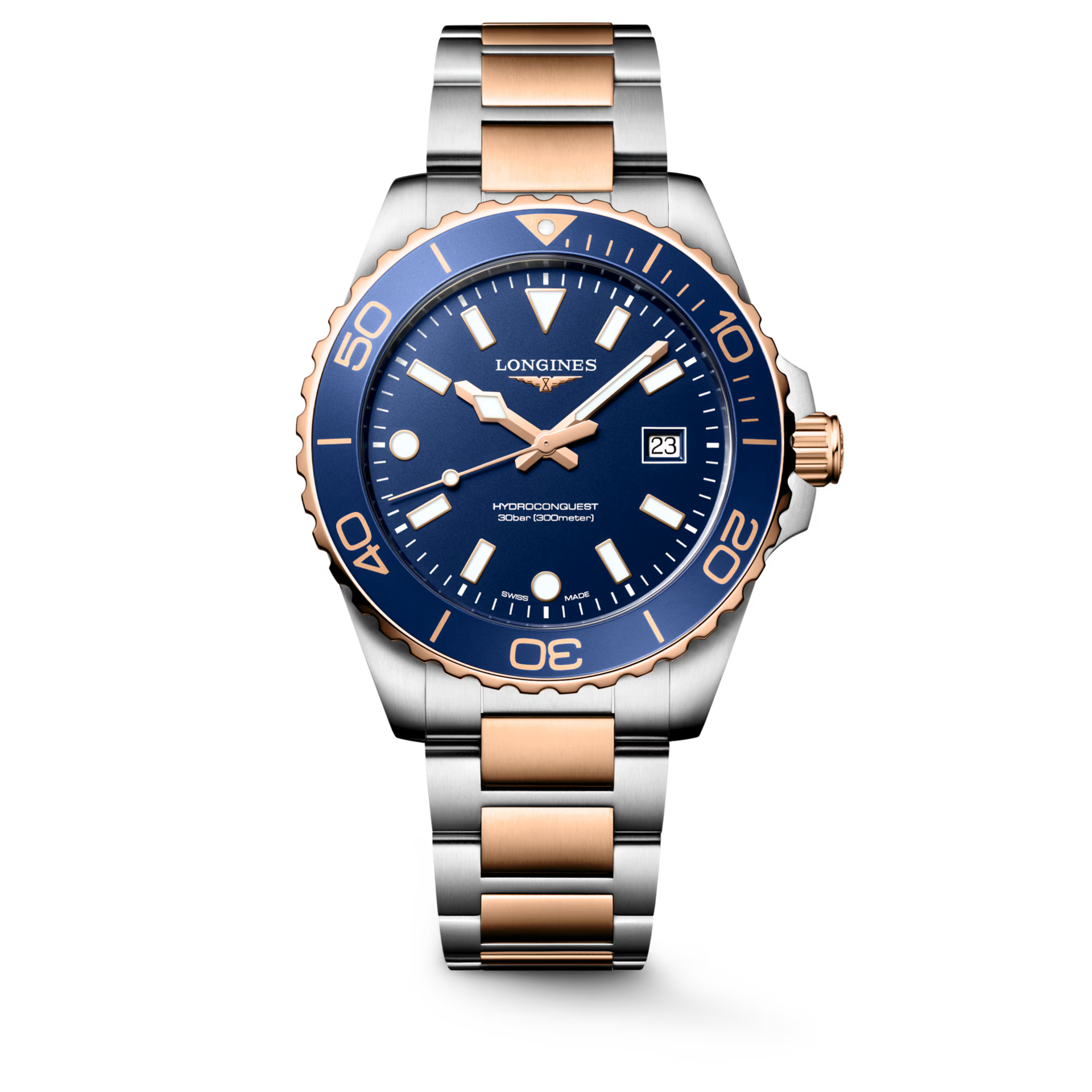 HydroConquest | 42mm, Stainless Steel and Red PVD, Blue Dial