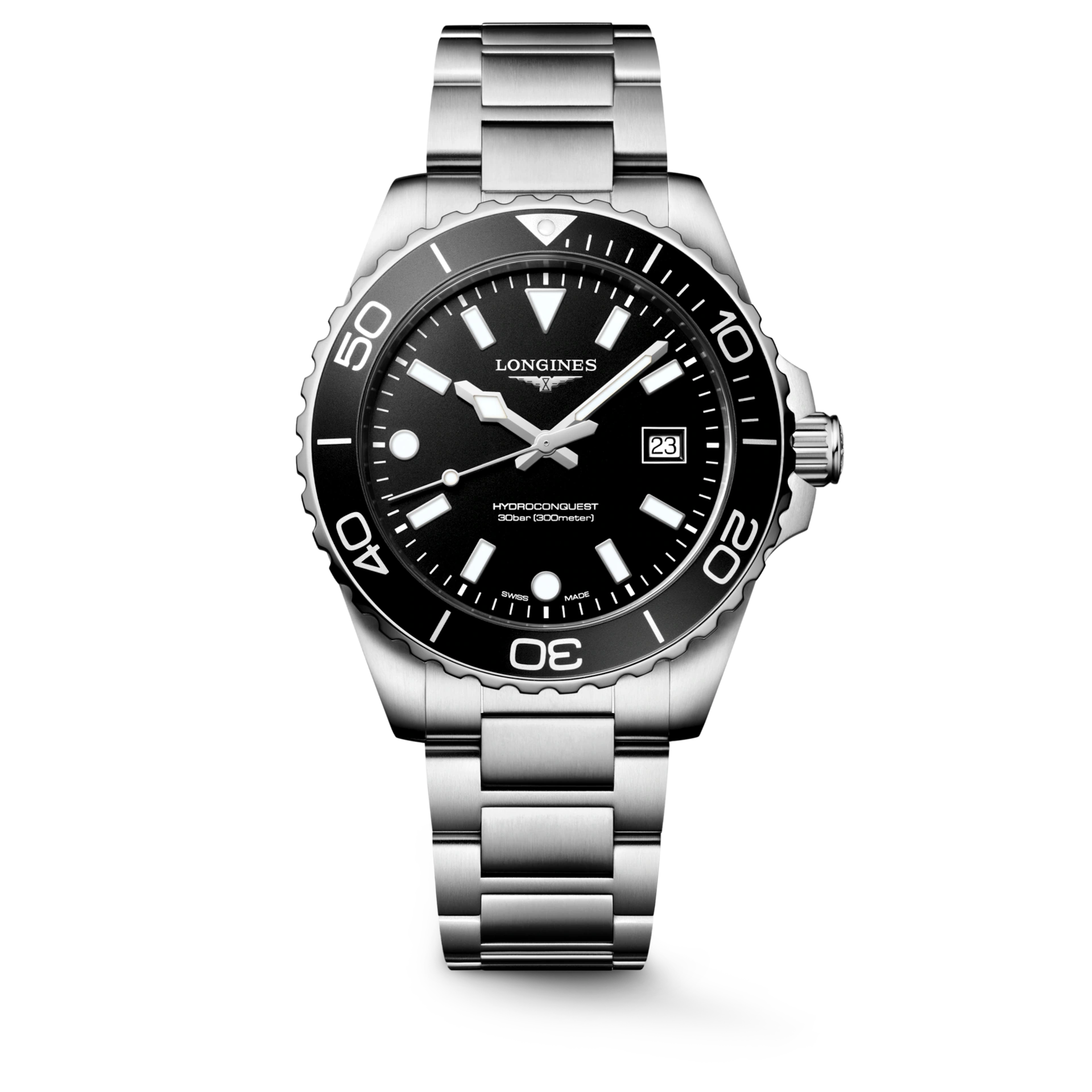 HydroConquest | 42mm, Stainless Steel, Black Dial