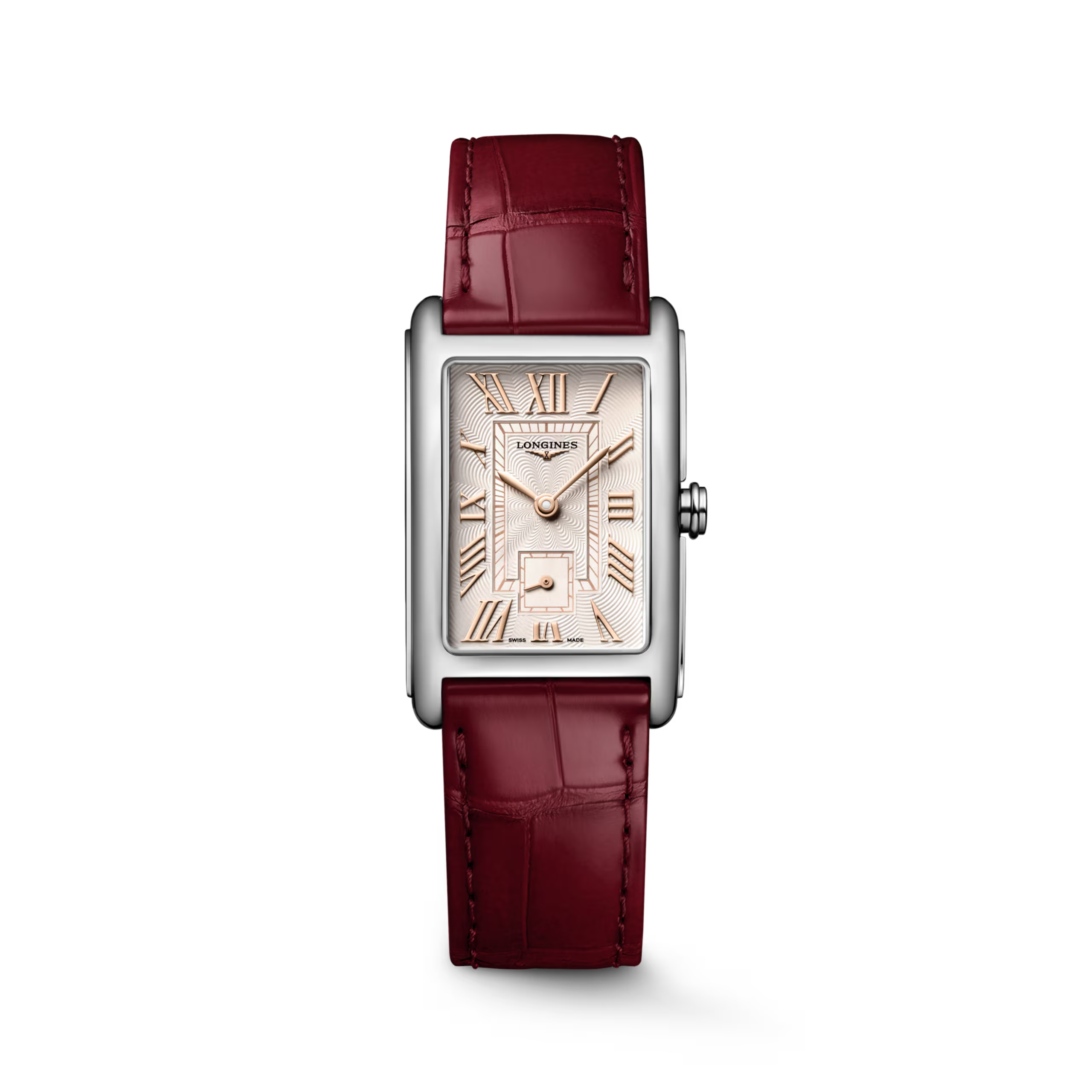 DolceVita | 37mm, Stainless Steel, Ivory Rose "flinqué" Dial, Maple Red Alligator Leather Strap, Womens Watch
