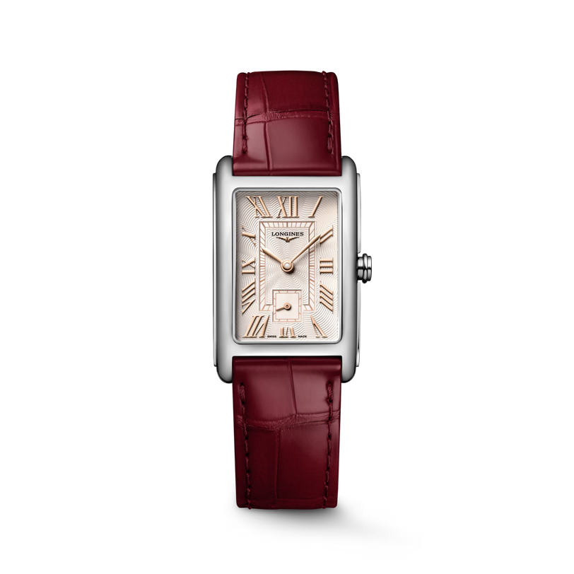 DolceVita | 37mm, Stainless Steel, Ivory Rose "flinqué" Dial, Maple Red Alligator Leather Strap, Womens Watch