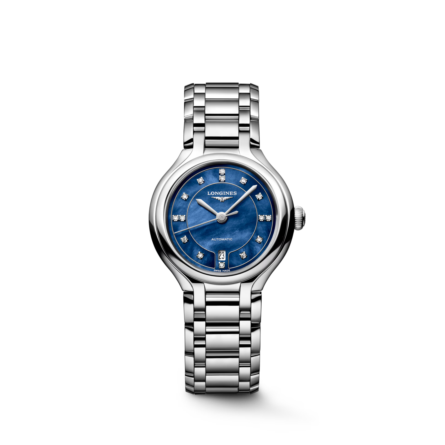 PrimaLuna | 30mm, Stainless Steel, Luminous Blue mother-of-pearl Dial, Womens Watch